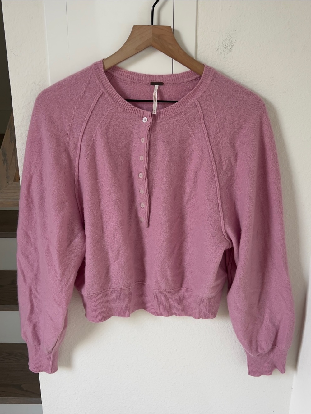 Free People Porta Cashmere Henley Sweater - Lilac